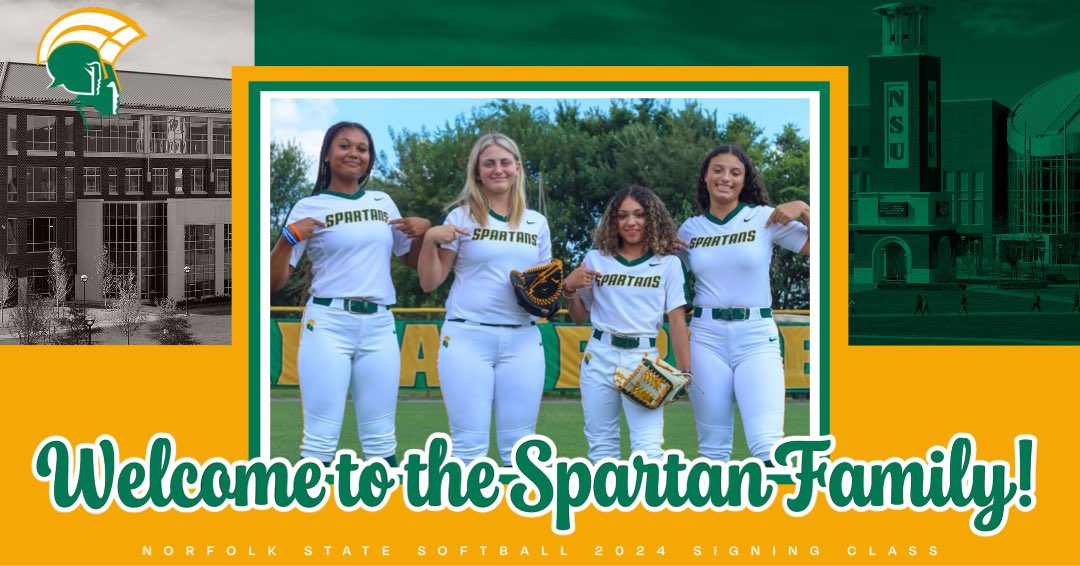 nsusoftball's tweet photo. ✨𝐎𝐮𝐫 𝟐𝟎𝟐𝟒 𝐒𝐢𝐠𝐧𝐢𝐧𝐠 𝐂𝐥𝐚𝐬𝐬✨

Super excited to welcome our 2024 signees to the Spartan family! Can’t for you all to join us next fall!🔰🥎
#WeAreEnough #GoldStandard #Behold https://t.co/B75FTf8inq