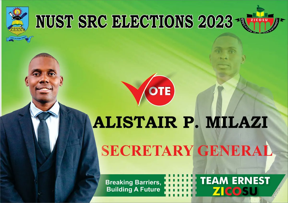 Nust_ZICOSU's tweet photo. THE ZICOSU 2023 NUST SRC CANDIDATES;
1. PRESIDENT - E. MARAZANYE 
2. VP- P Mtandagavi
3. SG- A. P. Milazi https://t.co/4giZsLWuEw