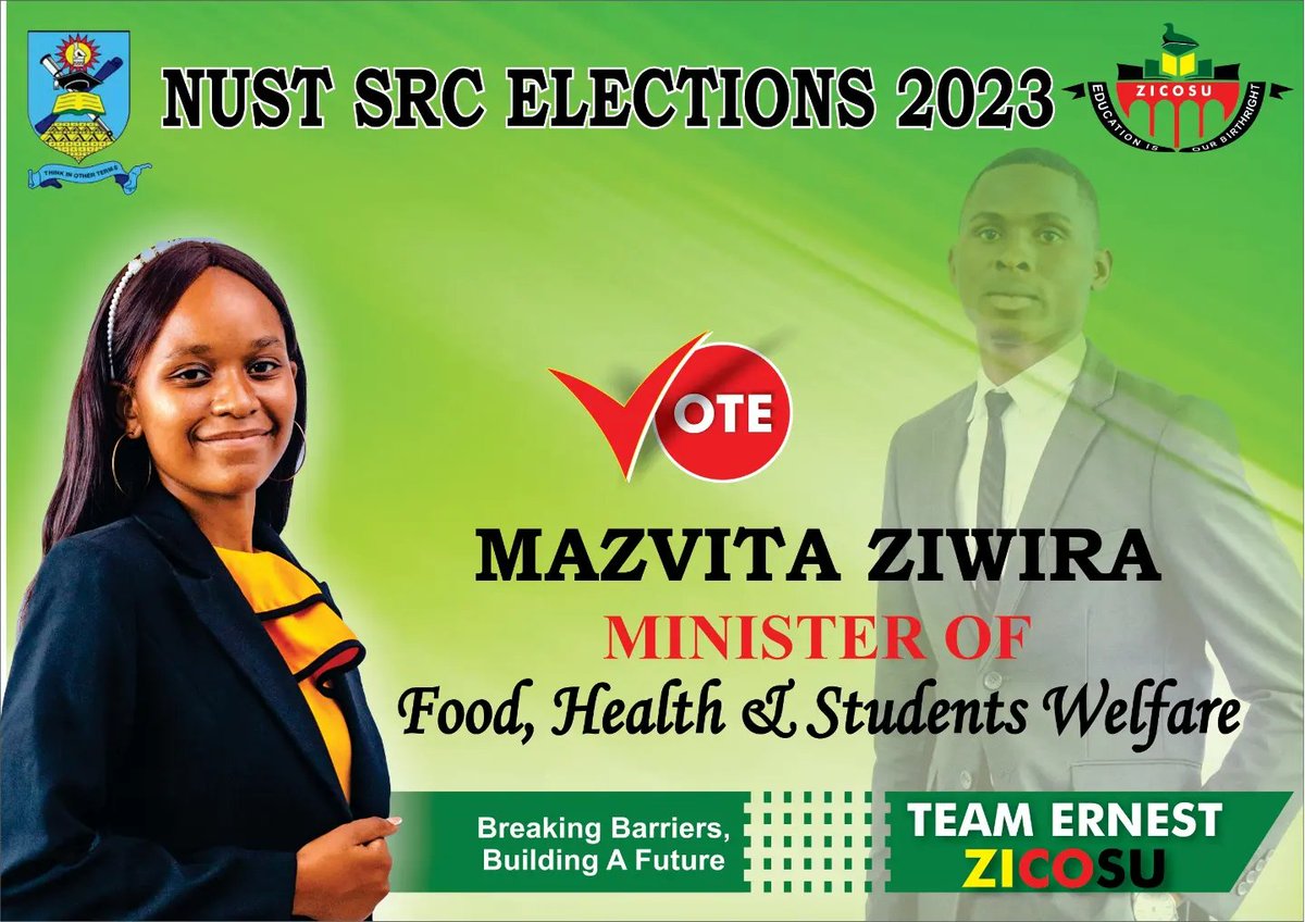 Nust_ZICOSU's tweet photo. Food and Health- M Ziwira
Entertainment- J Mupazviriwo &amp; T Mutandi
Residents and Non Res- N Chimbadzwa https://t.co/aedR2LFGDH