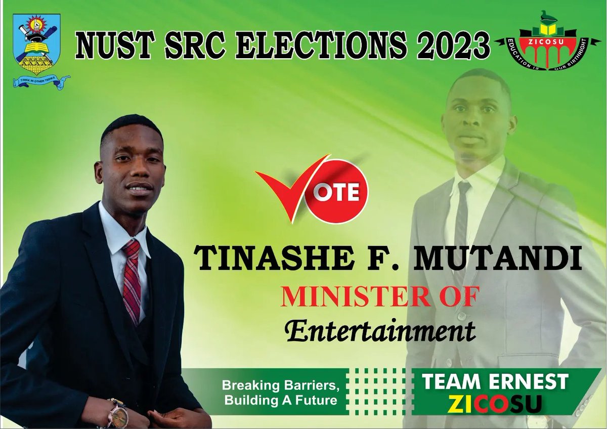 Nust_ZICOSU's tweet photo. Food and Health- M Ziwira
Entertainment- J Mupazviriwo &amp; T Mutandi
Residents and Non Res- N Chimbadzwa https://t.co/aedR2LFGDH