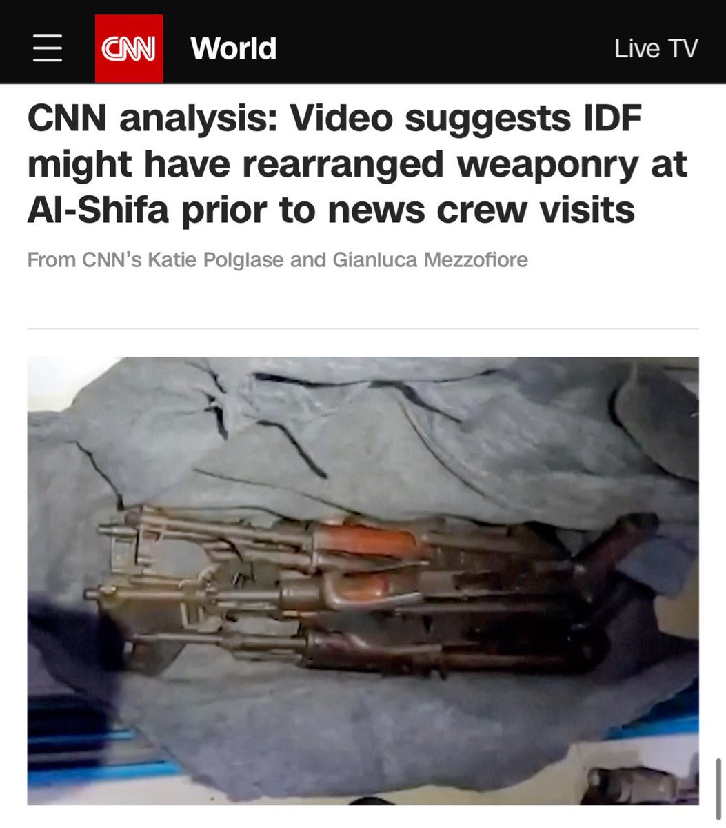 🚨🇮🇱 CNN ADMITS that ISRAEL staged fake Hamas weapons inside the Al Shifa hospital for propaganda purposes!