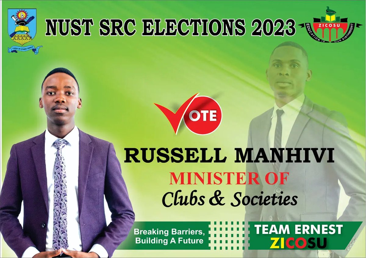 Nust_ZICOSU's tweet photo. Sports &amp; Recreation- B Gatsi &amp; S Tshuma
Clubs &amp; Societies - R. Manhivi &amp; M. Manzini https://t.co/VF9zu4tht5