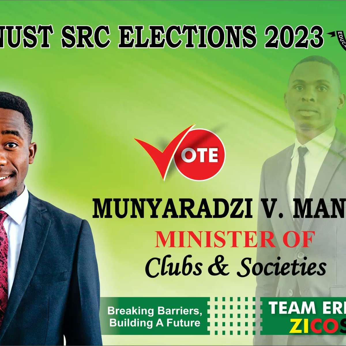 Nust_ZICOSU's tweet photo. Sports &amp; Recreation- B Gatsi &amp; S Tshuma
Clubs &amp; Societies - R. Manhivi &amp; M. Manzini https://t.co/VF9zu4tht5