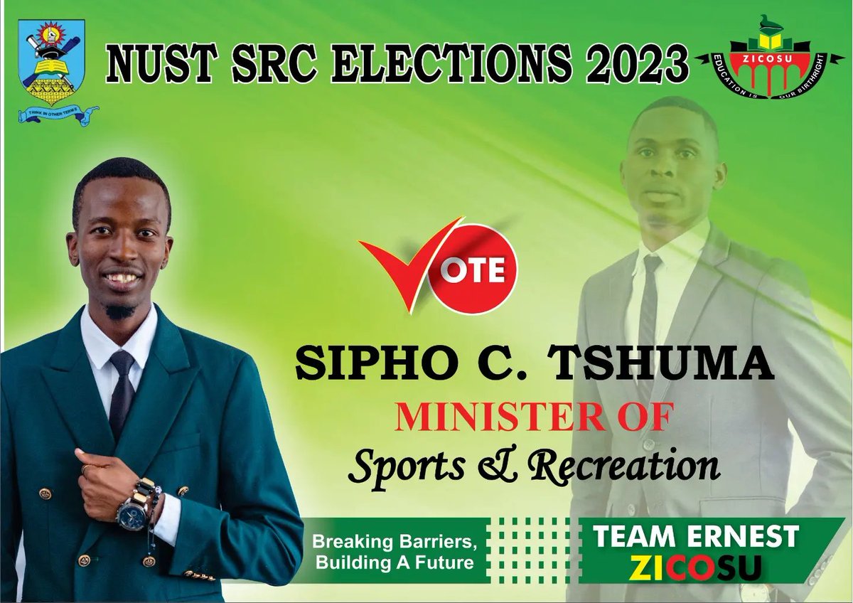 Nust_ZICOSU's tweet photo. Sports &amp; Recreation- B Gatsi &amp; S Tshuma
Clubs &amp; Societies - R. Manhivi &amp; M. Manzini https://t.co/VF9zu4tht5