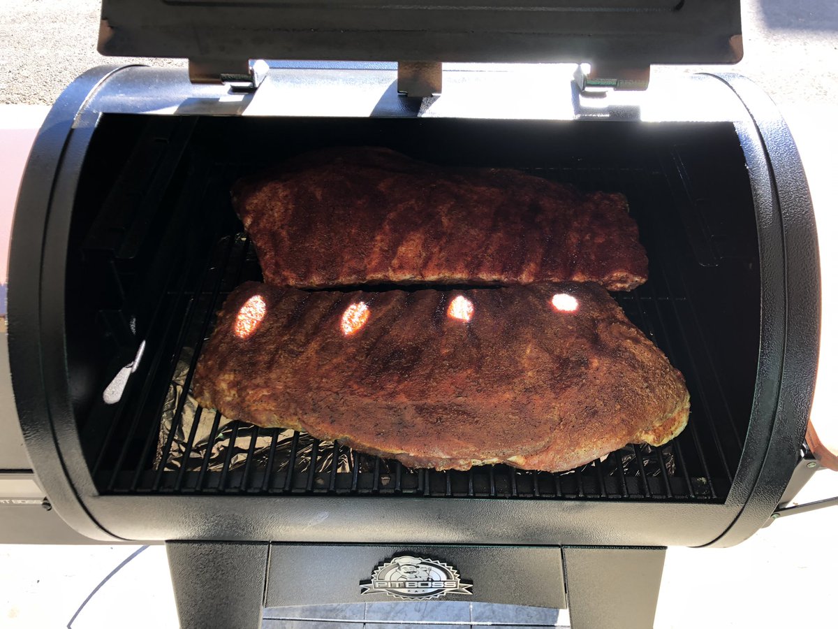 Put some spare ribs on the pit boss…will be ready by 1/2 time of the Notre Dame/Wake Forest ballgame…