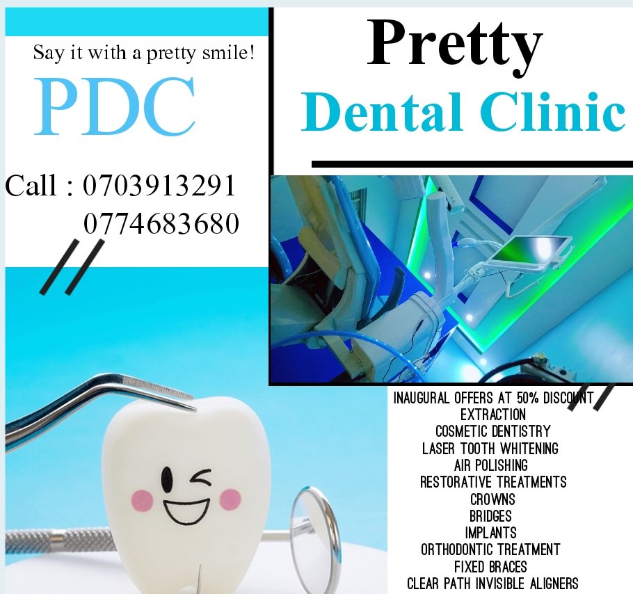 PrettyCenters's tweet photo. Inaugural offers at 50% discount Filling and cementing
Teeth alignment
Root canal treatment
Artificial teeth
Scaling and Polishing
Extraction
Teeth whitening https://t.co/P78bwQhzpy