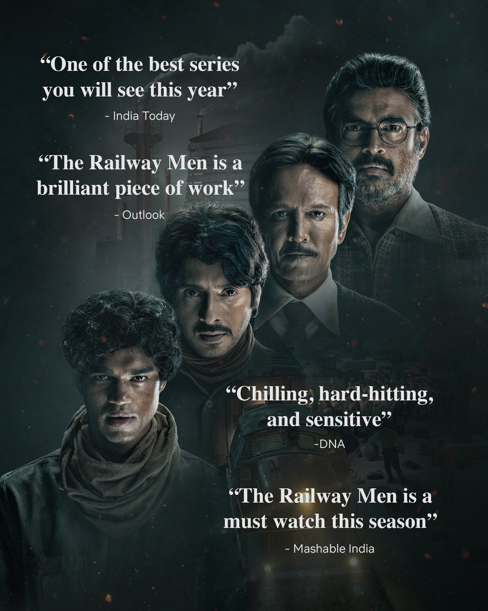 NetflixIndia's tweet photo. The reviews are in - we’re all in awe of The Railway Men! ✨
#TheRailwayMen is now streaming, only on Netflix. https://t.co/zURrpJ8CtZ