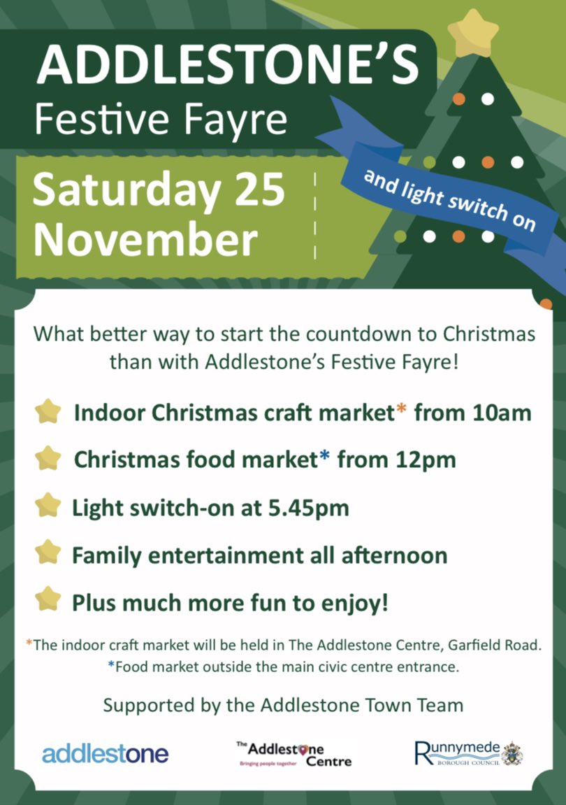 Come and see the fantastic <a href="/jubileehigh/">Jubilee High School</a> choir at Addlestone’s Festive Fayre next weekend! They will be performing at 3pm before the Christmas light switch on! <a href="/JHSMusic2/">JHS Performing Arts</a> <a href="/RunnymedeBC/">Runnymede Borough Council</a> <a href="/AddlestoneOne/">AddlestoneOne</a> <a href="/BourneTrust/">Bourne Education Trust</a>