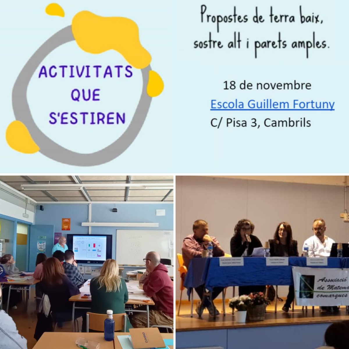 MareMolas_Reus's tweet photo. Les professores, Laura Molina i Núria Pellicer, aquest dissabte han participat en la Jornada d'Educació Matemàtica 2023.
@ETEConsolacion 
#JEM2023 #feemcat #matemàtiques #compartinexperiències #compartinaprenetatges #formacioalllargdelavida #actualitzaciodocent
#mathweekend https://t.co/fFiuq2osj4