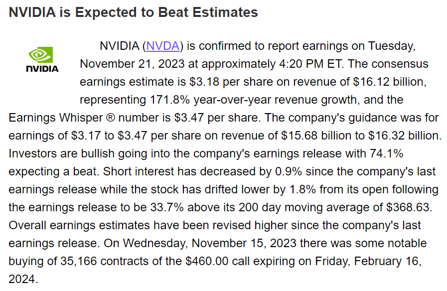 DeItaone's tweet photo. $NVDA $ZM $A $SYM $KSS $HPQ $BBY $ADSK $TCOM $MDT

🔸Most Anticipated Releases for the Week Beginning Monday, November 20, 2023 https://t.co/sTqYTj2YGH