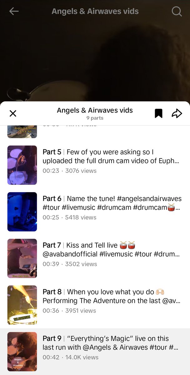 Baru liat TikTok-nya Ilan Rubin, ternyata waktu tur AVA kemarin dia sering bikin drum cam, dan baru beberapa lagu aja yang ada di YouTube.

Sisanya cuma ada di TikTok, dan sejauh ini belum ada di sosmednya yang lain.