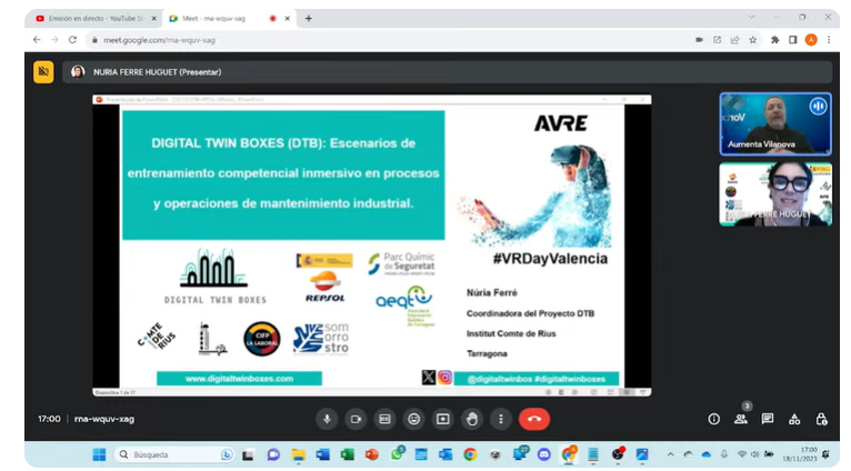 digitaltwinbox's tweet photo. Agradecer enormemente a @asociacionavre la oportunidad de mostrar los resultados de  
#digitaltwinboxes en el #VRDayValencia 🚀!

@ComtedeRius @lalaboralcifp @CFSomorrostro @FpSardineira y @Repsol https://t.co/GetIcJrcyA