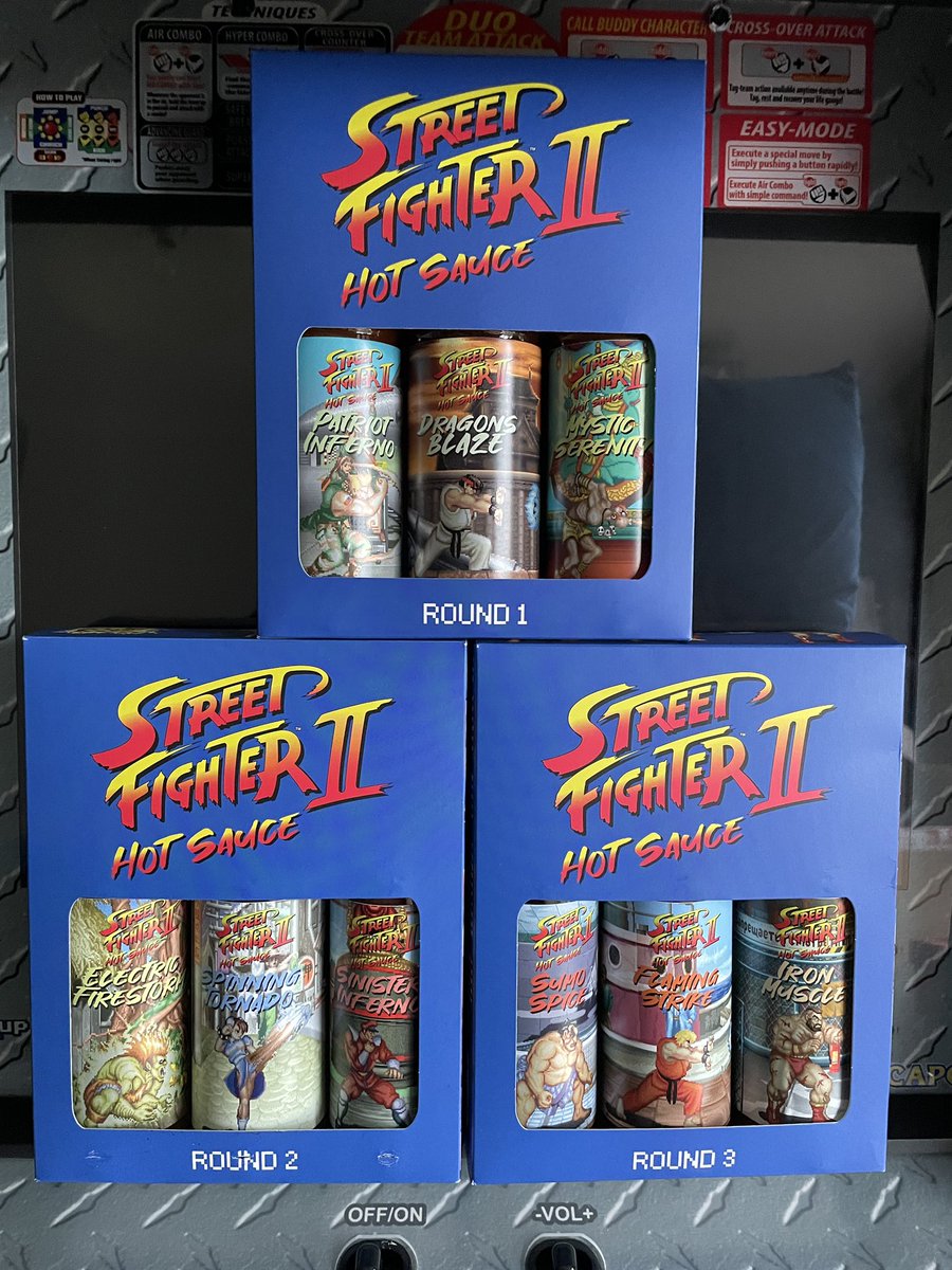 Matthew Edwards (@thestreetwriter) on Twitter photo Nine Street Fighter II inspired hot sauces from the <a href="/SauceShed/">Sauce Shed</a>. Curious to see which character is the spiciest 🌶️🌶️🌶️🌶️ <a href="/SF2hotsauce/">Street Fighter Hot Sauce</a>
Going to try Guile’s Patriot Inferno first. Round one. Let’s go! 🔥💪 Nine Street Fighter II inspired hot sauces from the <a href="/SauceShed/">Sauce Shed</a>. Curious to see which character is the spiciest 🌶️🌶️🌶️🌶️ <a href="/SF2hotsauce/">Street Fighter Hot Sauce</a>
Going to try Guile’s Patriot Inferno first. Round one. Let’s go! 🔥💪