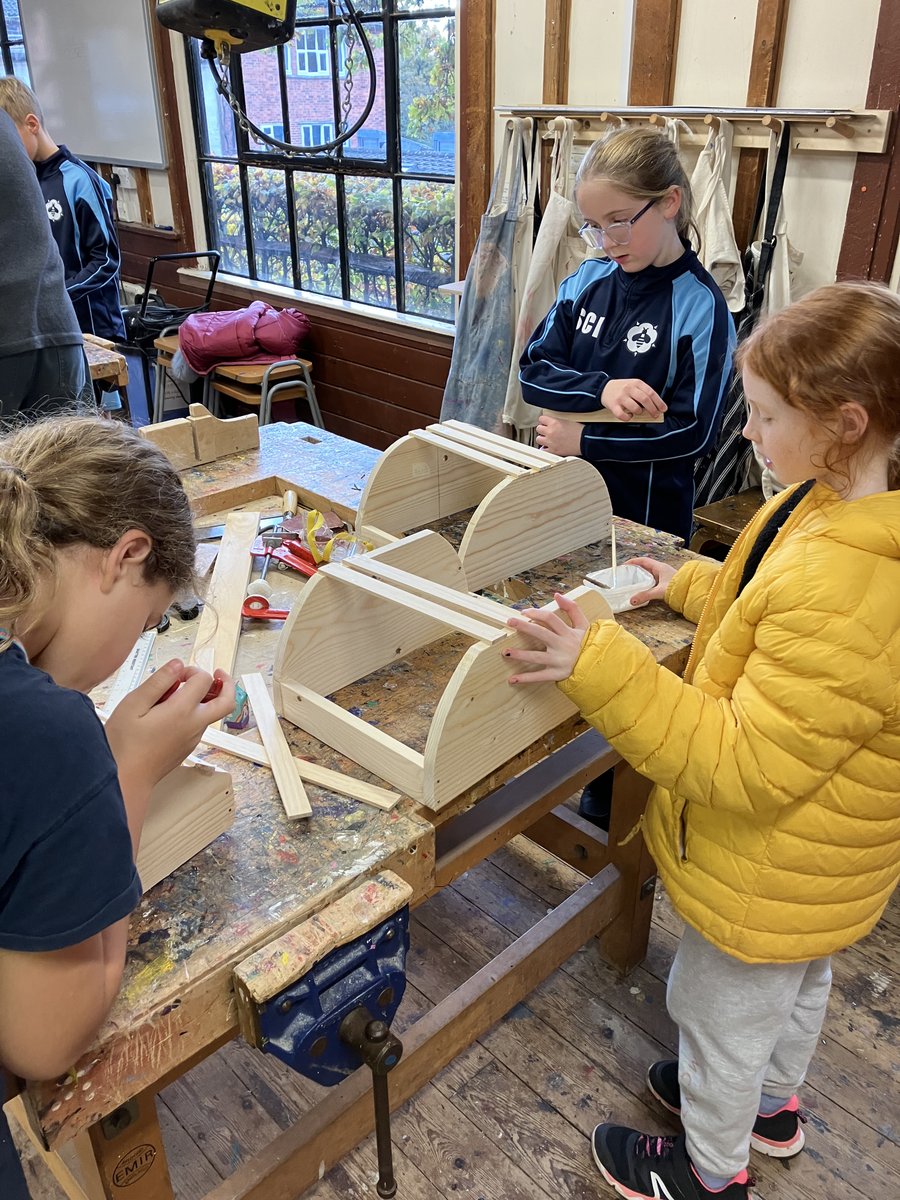 The small production line of garden trug making was well underway this week, as Group 3 (Year 6) added the last slats to form the basket part of their trugs, then planned and started cutting out the handle uprights. #design #make <a href="/BedalesPrep/">Bedales Prep</a> #distinctivelydunhurst