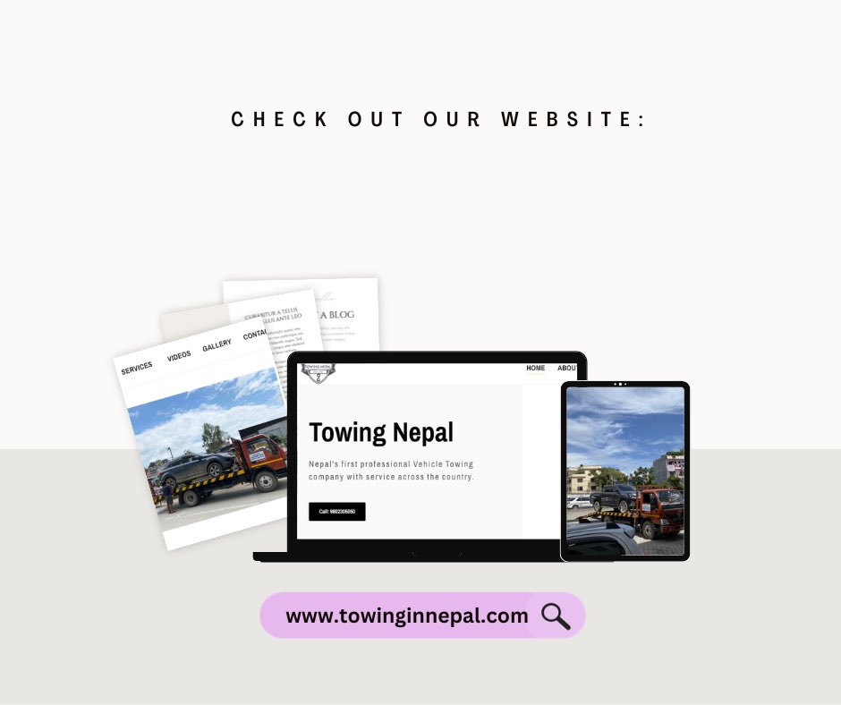 NepalTowing's tweet photo. "Explore the full range of Towing Nepal's services on our official website: https://t.co/bfdxp0Xcgj. Your reliable partner for all your towing needs. #TowingNepal #Services #TowingInNepal" https://t.co/FtO1Ar7PDT