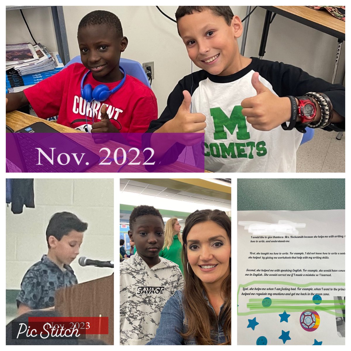 Kasi Hockensmith (@i_speak_esl) on Twitter photo Top photo was taken in Nov’ 22 on the student on the left’s first day in my ESOL class. The bottom two were taken yesterday as the student on the left invited me to his team’s Giving Thanks brunch on which the student on right spoke. <a href="/principalmesser/">Eric Messer</a> <a href="/MasonSchools/">Mason City Schools</a> <a href="/mgarry71/">Melissa Garry</a> Top photo was taken in Nov’ 22 on the student on the left’s first day in my ESOL class. The bottom two were taken yesterday as the student on the left invited me to his team’s Giving Thanks brunch on which the student on right spoke. <a href="/principalmesser/">Eric Messer</a> <a href="/MasonSchools/">Mason City Schools</a> <a href="/mgarry71/">Melissa Garry</a>