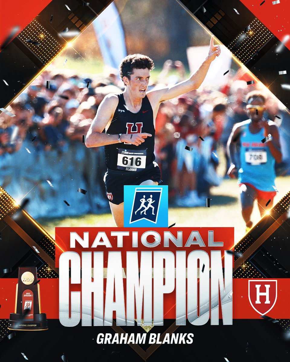 🏆 𝐓𝐇𝐄 𝐍𝐀𝐓𝐈𝐎𝐍𝐀𝐋 𝐂𝐇𝐀𝐌𝐏𝐈𝐎𝐍 🏆

Congratulations to Graham Blanks of <a href="/HarvardTFXC/">Harvard T&F | XC</a>  for becoming the 2023 Men’s Cross Country Individual National Champion with a time of 28:37.7! Blanks is the first <a href="/IvyLeague/">Ivy League</a> athlete to win the NCAA Men's Cross Country