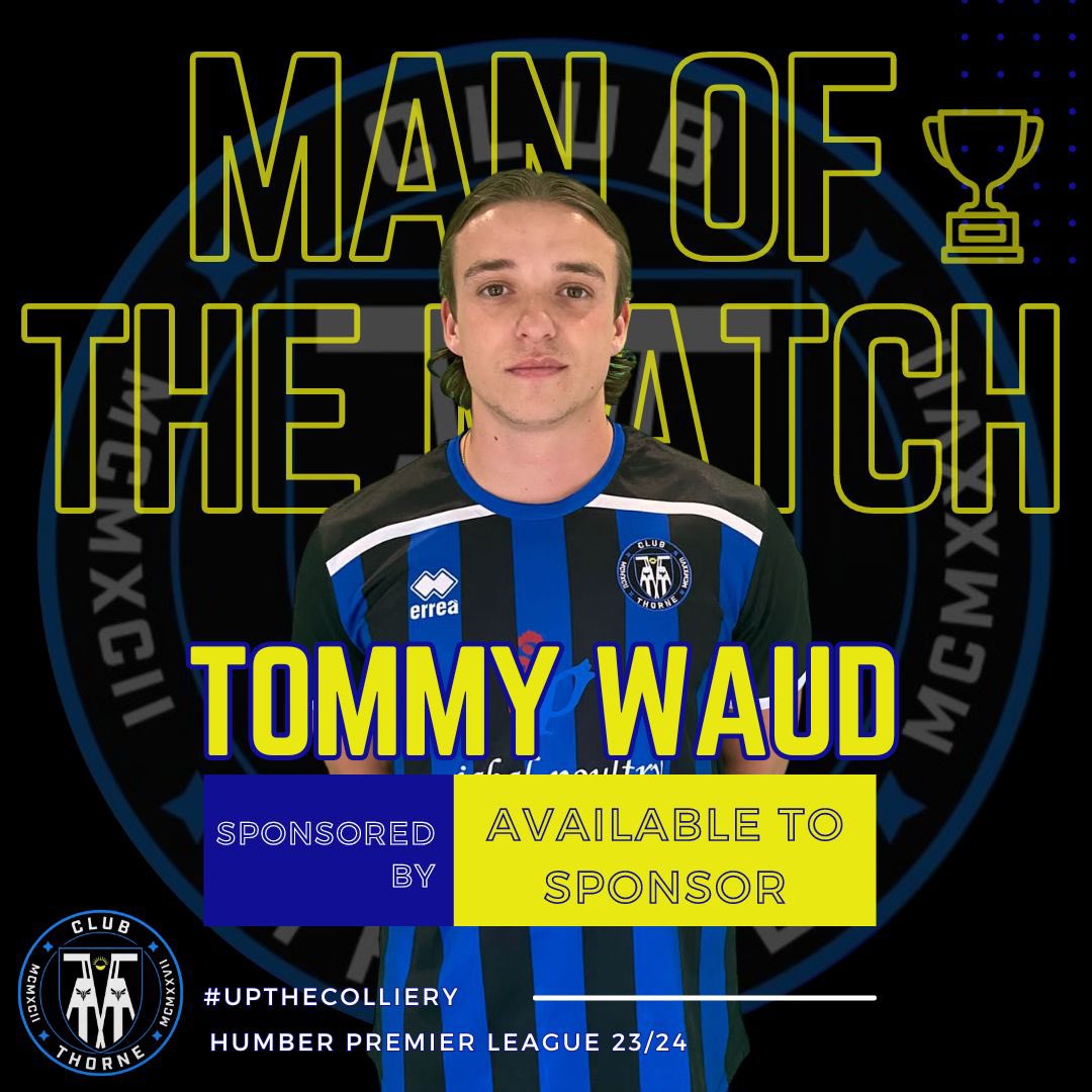 Todays Man Of The Match was awarded to Tommy Waud 🏆

#manofthematch #humberpremierleague 
#colliery #clubthorne #upthecolliery #clubthorneacademy #thorne #moorends #doncasterisgreat #doncaster