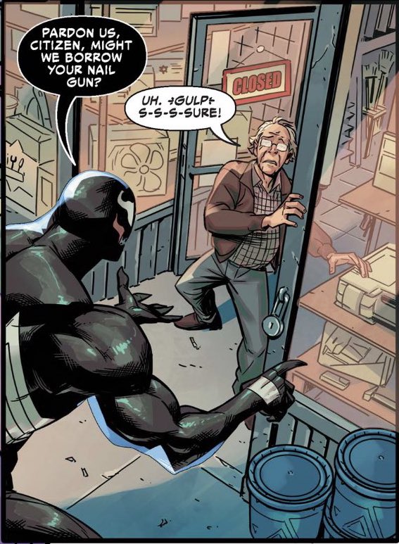 morpho_j's tweet image. Eddie is the most polite superhero ever