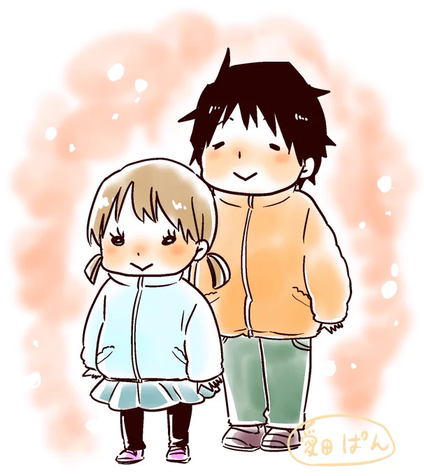 フリースでモコモコになってる子供たちがかわいい。 ありがとうフリース。 ありがとうユニクロ。  #育児絵日記