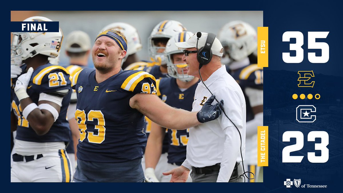 ETSU Football (@etsufootball) on Twitter photo ๐ฝ๐ช๐๐จ ๐๐๐ฃ! ๐ฝ๐ช๐๐จ ๐๐๐ฃ! ๐ฝ๐ช๐๐จ ๐๐๐ฃ!
ETSU concludes Senior Day , and the 2023 season with a 35-23 win over The Citadel. ๐คฉ
Thank you to all of our Seniors for your hard work through your Buccaneer journey, and best of luck moving forward!
#ETSUTough ๐ดโโ ๏ธ ๐ฝ๐ช๐๐จ ๐๐๐ฃ! ๐ฝ๐ช๐๐จ ๐๐๐ฃ! ๐ฝ๐ช๐๐จ ๐๐๐ฃ!
ETSU concludes Senior Day , and the 2023 season with a 35-23 win over The Citadel. ๐คฉ
Thank you to all of our Seniors for your hard work through your Buccaneer journey, and best of luck moving forward!
#ETSUTough ๐ดโโ ๏ธ