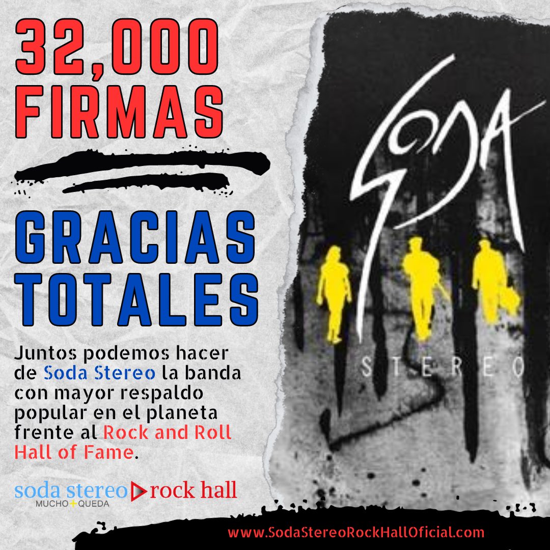 SodaSt_rockhall's tweet photo. Un nuevo gran paso para esta campaña genuinamente apoyada por fans de @sodastereo alrededor del planeta. 

Suma tu firma hoy en: https://t.co/xGVq1Yhh1H

1 firma por cada correo electrónico, ayúdanos también por favor compartiendo en tus redes. 

#inductsodastereo2024 https://t.co/mZ1uK9iQeQ