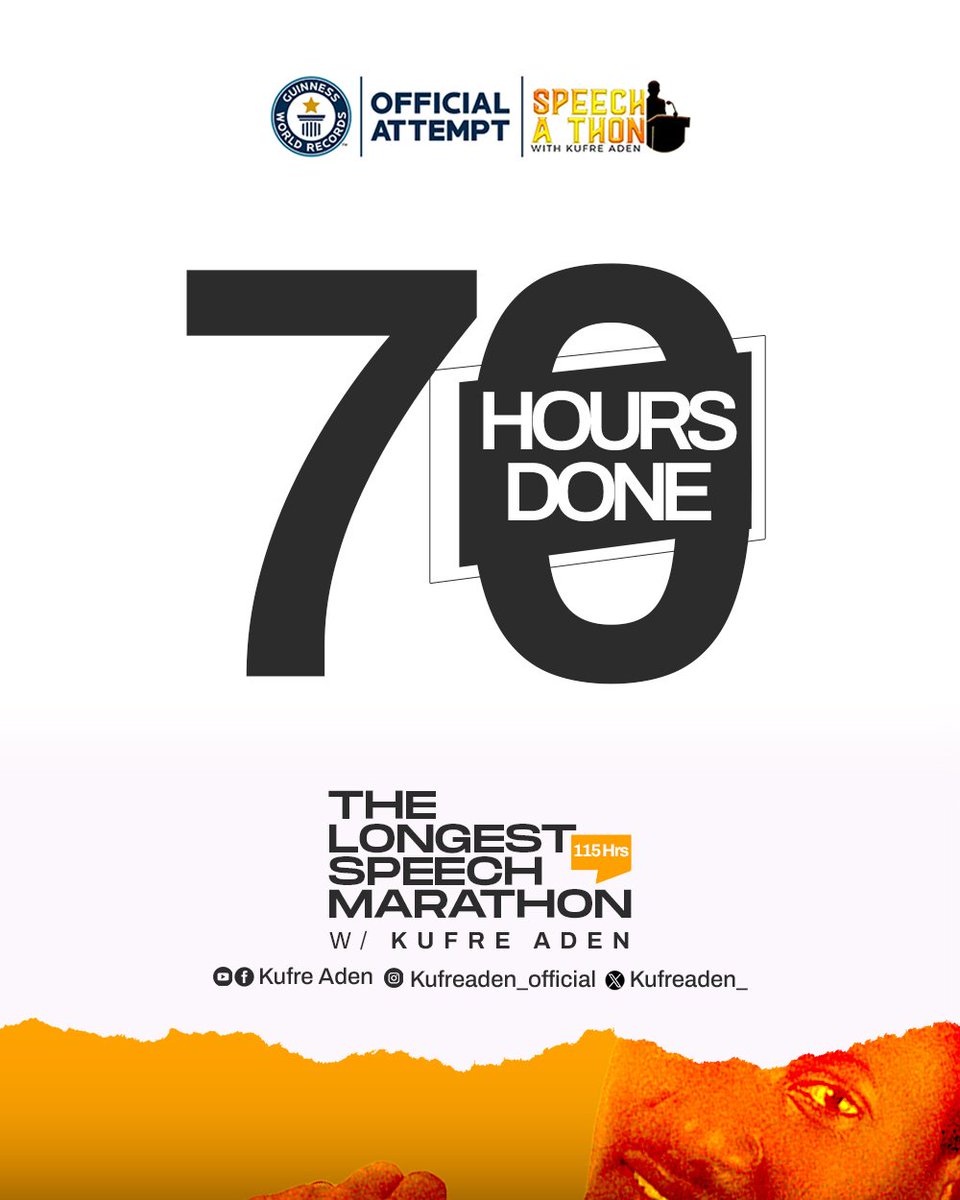 70 HOURS IN THE BAG!

We’re moving FAST! 
Tag along!!
#KufreAden
#OfficialAttempt
#Guiness_World_Record
#SpeechAThon
#Echoes_Of_A_Newdawn
#PavingThe_Wayfor_Abetter_GloblaCommunity
#Perletti 
#ดีเจโก 
#مجزرة_الفاخورة  #تركي_آل_الشيخ  #LasVegasGP