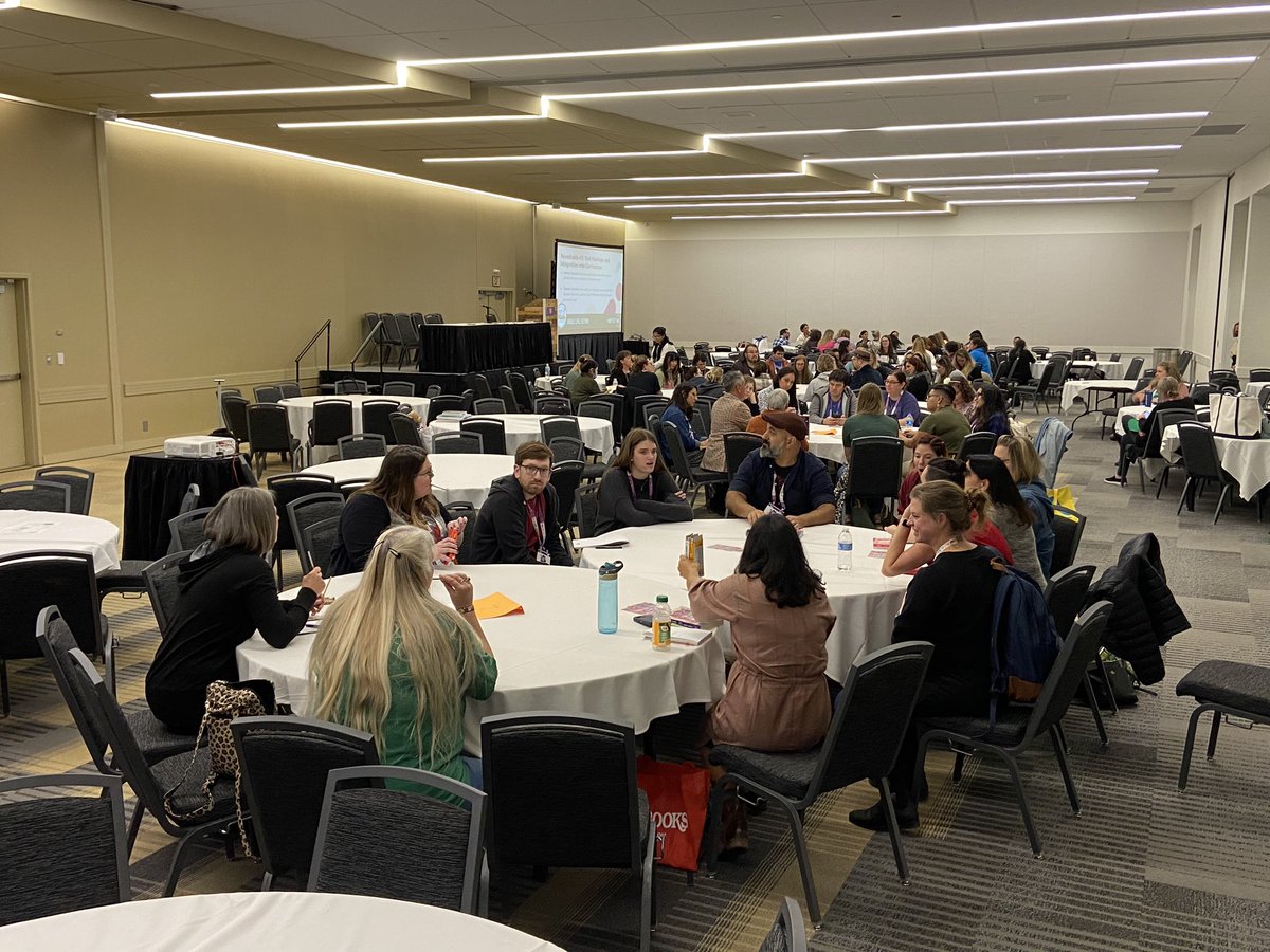 Alex_Corbitt's tweet photo. The @ncte Middle Level Mosaic was a blast! 15+ middle grades and YA authors talking with teachers about representation, craft, and text set development! AND attendees wrote found poems with authors to share their learning! #NCTE23 #MakersInTheMiddle https://t.co/ec6wCVedNR