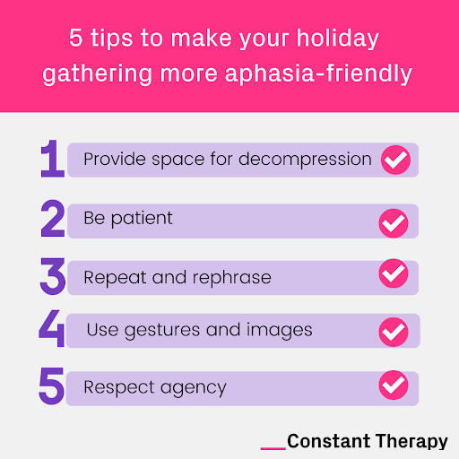 ConstantTherapy's tweet photo. As we head into the holiday season, check out #BrainWire for 5 tips to make your holiday gatherings aphasia-friendly: https://t.co/Ks0Yq2gZw0
#aphasia #inclusion #holidays #thanksgiving https://t.co/jJEl6FQFHh