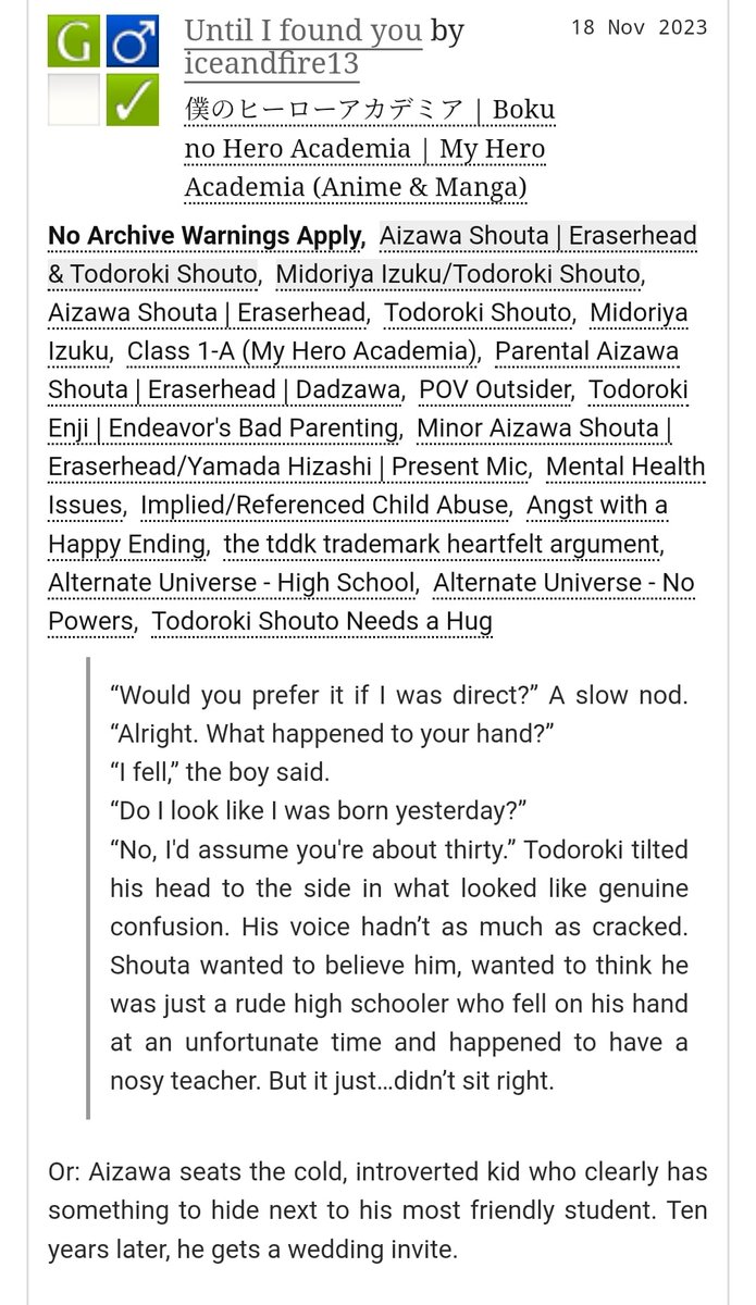 Here's my piece for the <a href="/DadZawaBang/">Dad Zawa</a>! Esentially, the meddling teacher who sits two students together but make it tddk hurt/comfort:)

My wonderful artist was <a href="/Pp_glez_r/">paper.pato 🦋☁️</a>, and I'll link to their art below!💚💙

archiveofourown.org/works/51663859