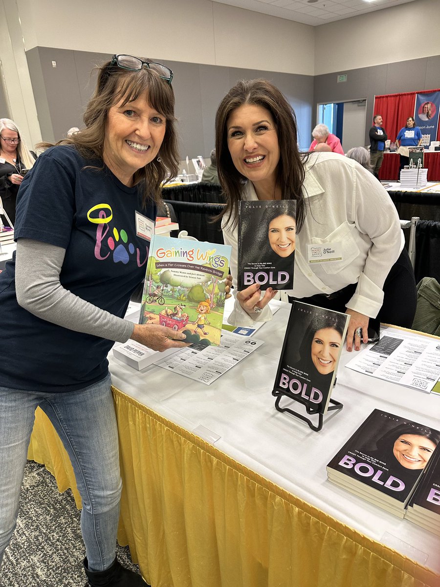 Angelspaws's tweet photo. So fun to catch up with @JustJulieONeill promoting our books at @BBTB_cincy Festival today! Julie reported on Angel’s Paws during the pandemic in 2020. https://t.co/v6Q2DTsqRm