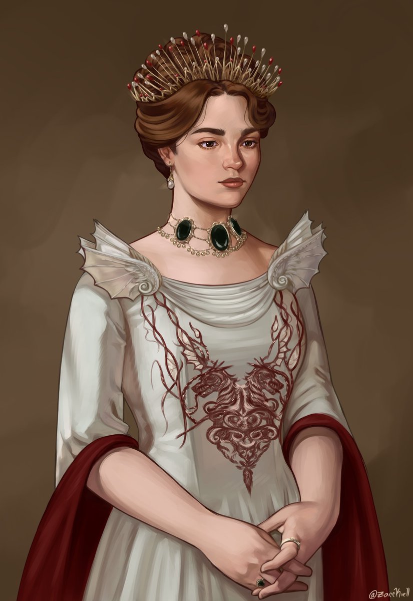 Queen Alicent in her wedding dress <33 
thanks to <a href="/thetargtowers/">The Greens</a>  for the comm <33

#AlicentHightower #asoiaf #HouseOfTheDragon #Fanarts #illustration #digitalart #commision #opencommissions #opencommission