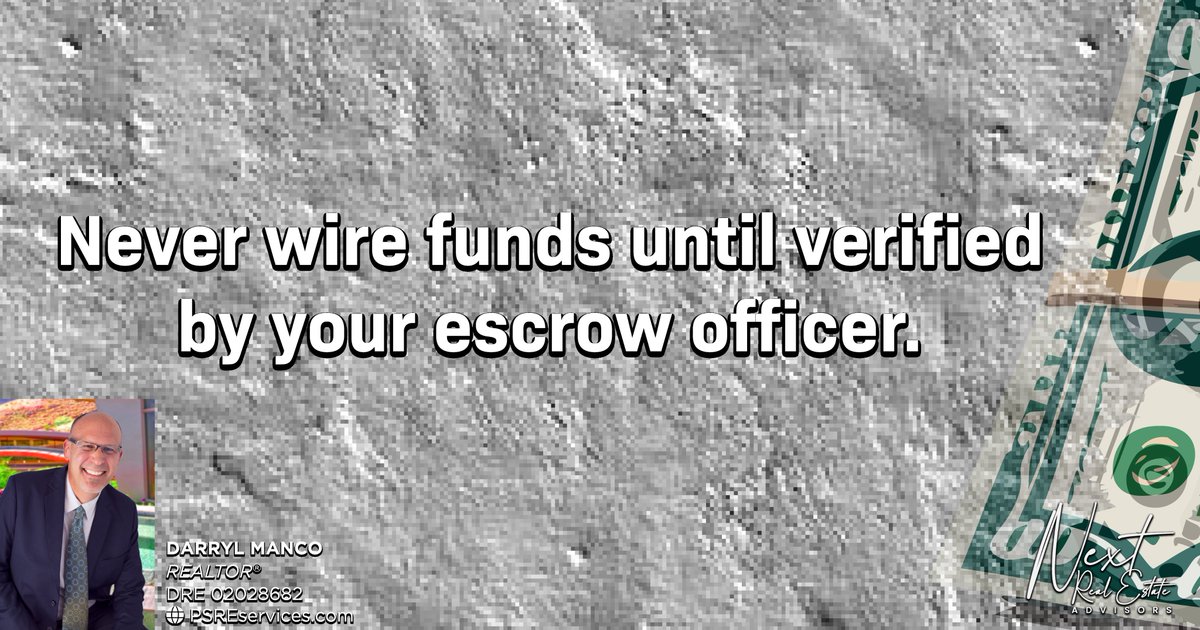 PSREservices's tweet image. Before wiring any funds while in escrow, it is critical to confirm with the escrow officer. If you have any concerns, rest assured that the assigned officer will speak with you personally. I cannot stress this enough.

#RealEstateTips #PalmSpringRealEstateAdvice #EscrowProcess