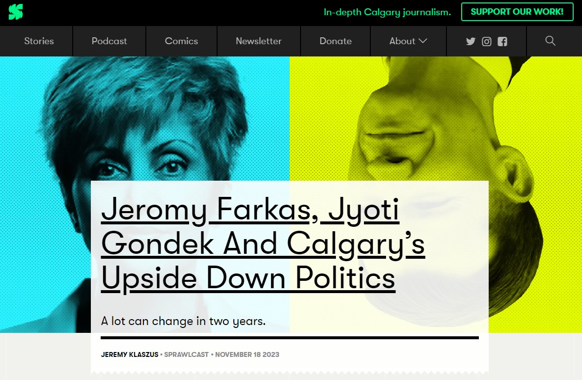 #YYC Have a listen to the latest SprawlCast from Jermy Klaszus .@sprawlcalgary - Jeromy Farkas, Jyoti Gondek And Calgary’s Upside Down Politics
A lot can change in two years.

sprawlcalgary.com/jeromy-farkas-…