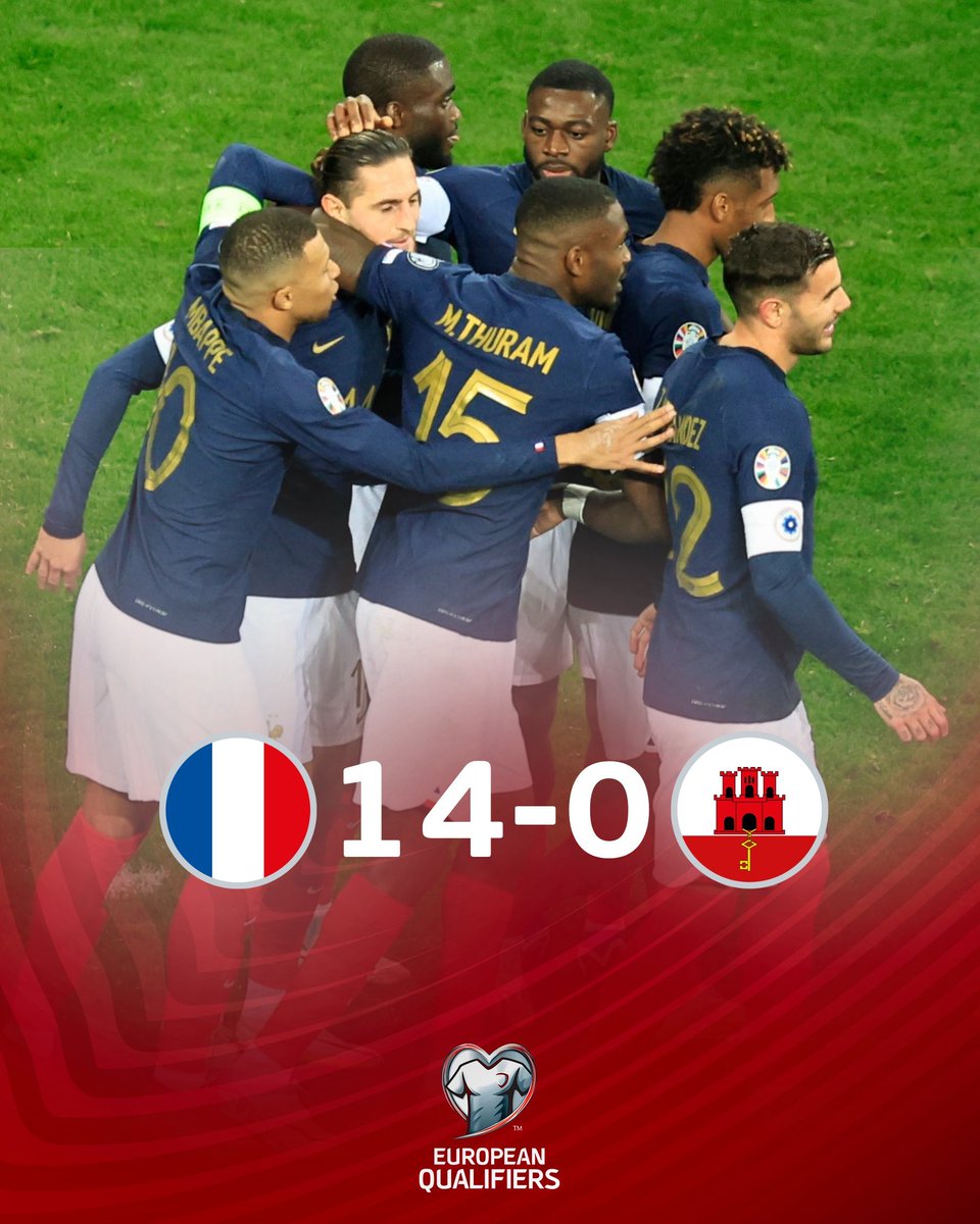 Kaorumitomafan's tweet photo. largest victory in Frence history 🙌
#france #Gibraltar #FRAGIB #Euro2024Qualifiers https://t.co/XsbsgkK3Fu