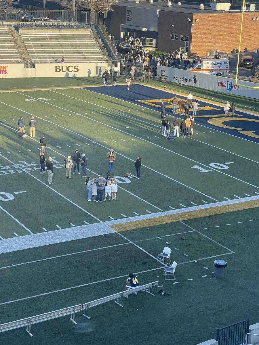 mcwilhjelm's tweet photo. Welcome seniors to joining the ranks of @ETSUFootball alumni. For anyone that wore the pads you know what this feeling is at the end of your last game. No words needed. https://t.co/25kcH3mpoG