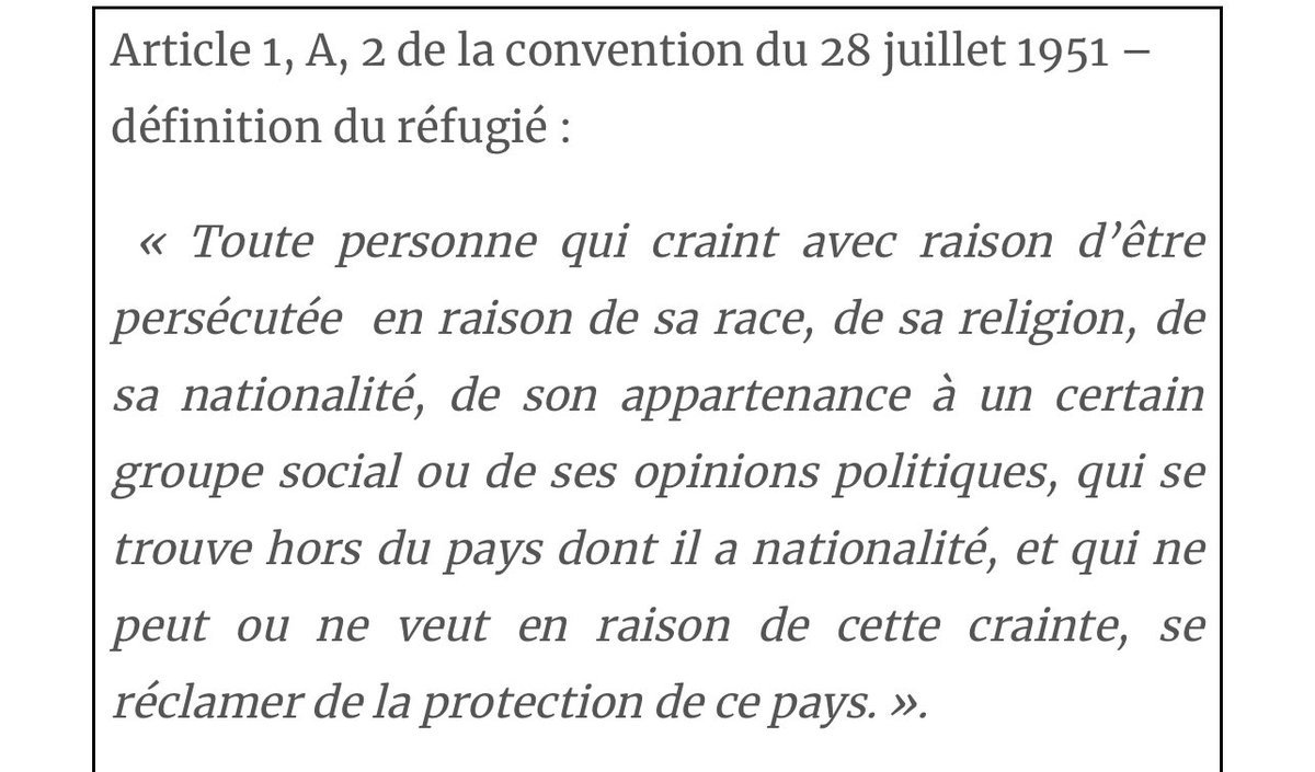 Il ne connait ni la Convention de Genève ni le principe de la protection subsidiaire.
Non, pas besoin de venir d’un pays en guerre pour entrer dans le giron de la protection internationale.
« Asile politique » ne veut rien dire, sauf à faire référence à l’asile constitutionnel.
