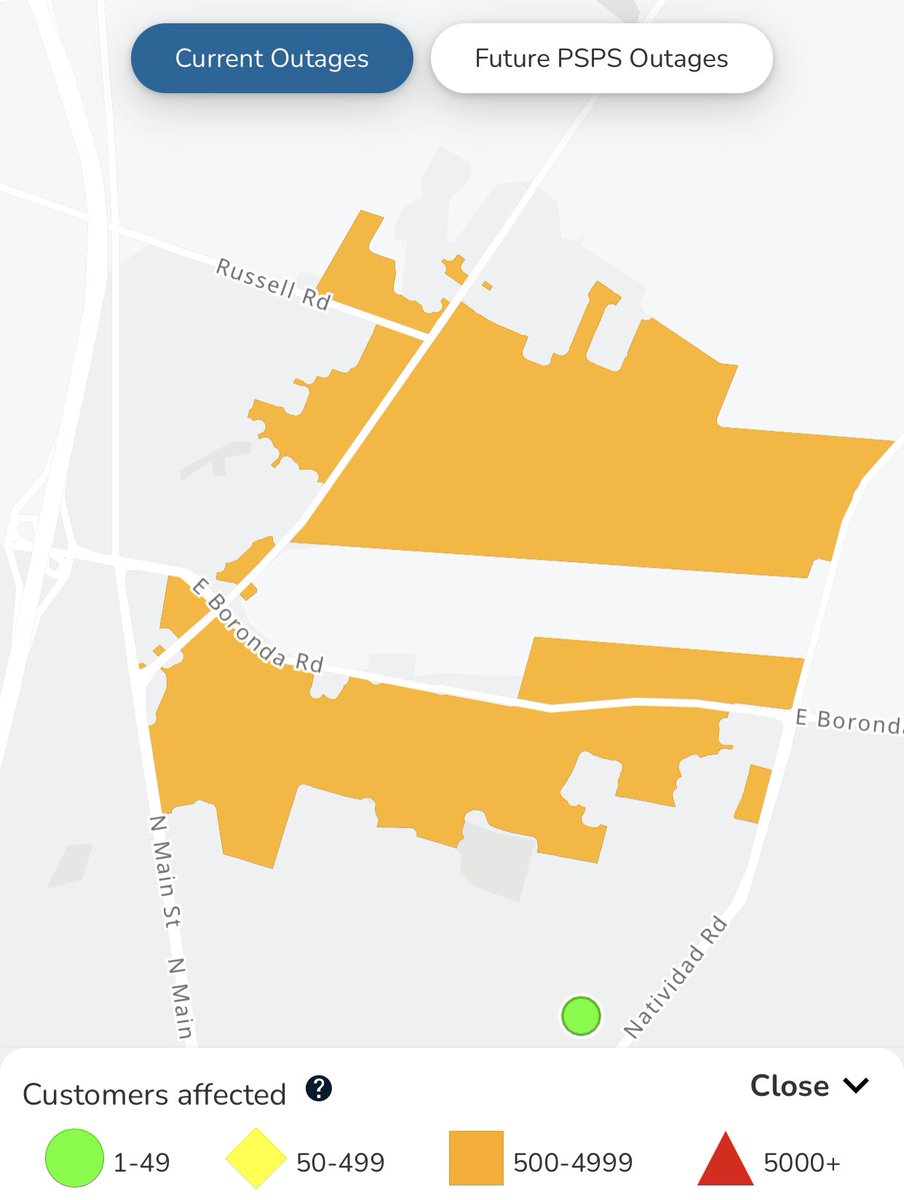ROAD CLOSURE - San Juan Grade Rd, between Russell Rd and Van Buren Ave due to a vehicle collision into a utility pole. Utility crews will be working on repairs, but work may continue into the night.

For power outage information, visit:

pgealerts.alerts.pge.com/outagecenter
