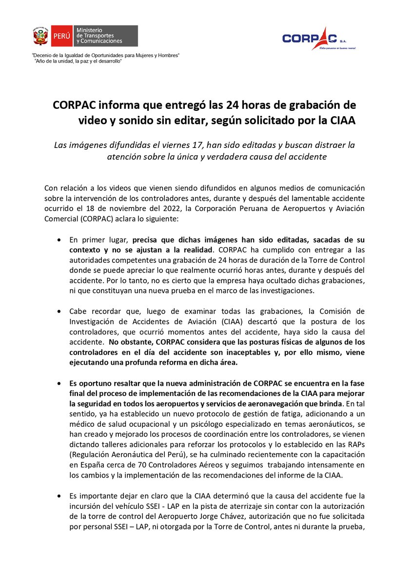 CORPACOFICIAL's tweet photo. Comunicado https://t.co/HvA2rGrD58