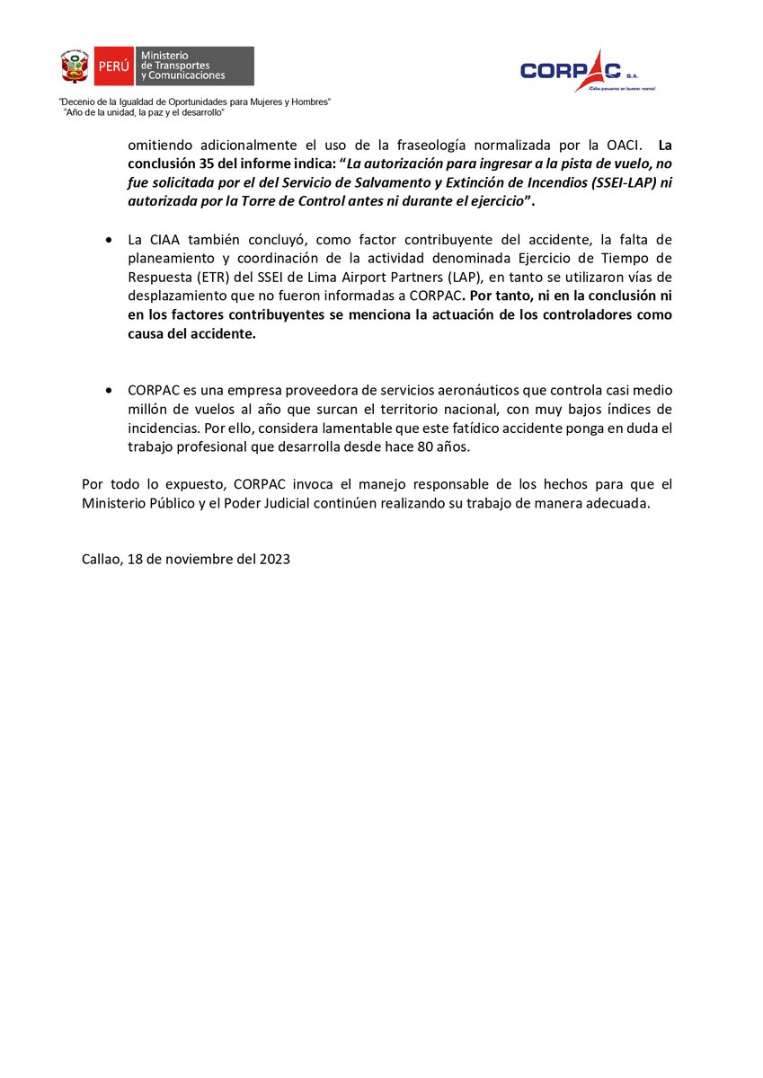 CORPACOFICIAL's tweet photo. Comunicado https://t.co/HvA2rGrD58