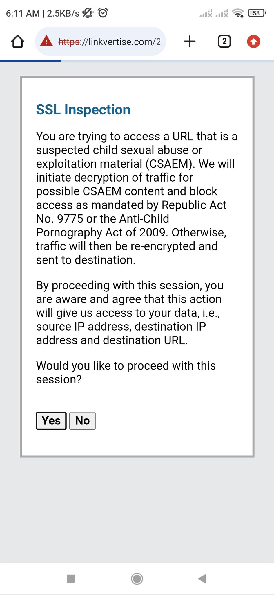 RMPlaysMC YT on X: Ugh PLDT come on even Linkvertise marked as a porn site  by showing this SSL inspection t.cownTPXB6LrV  X