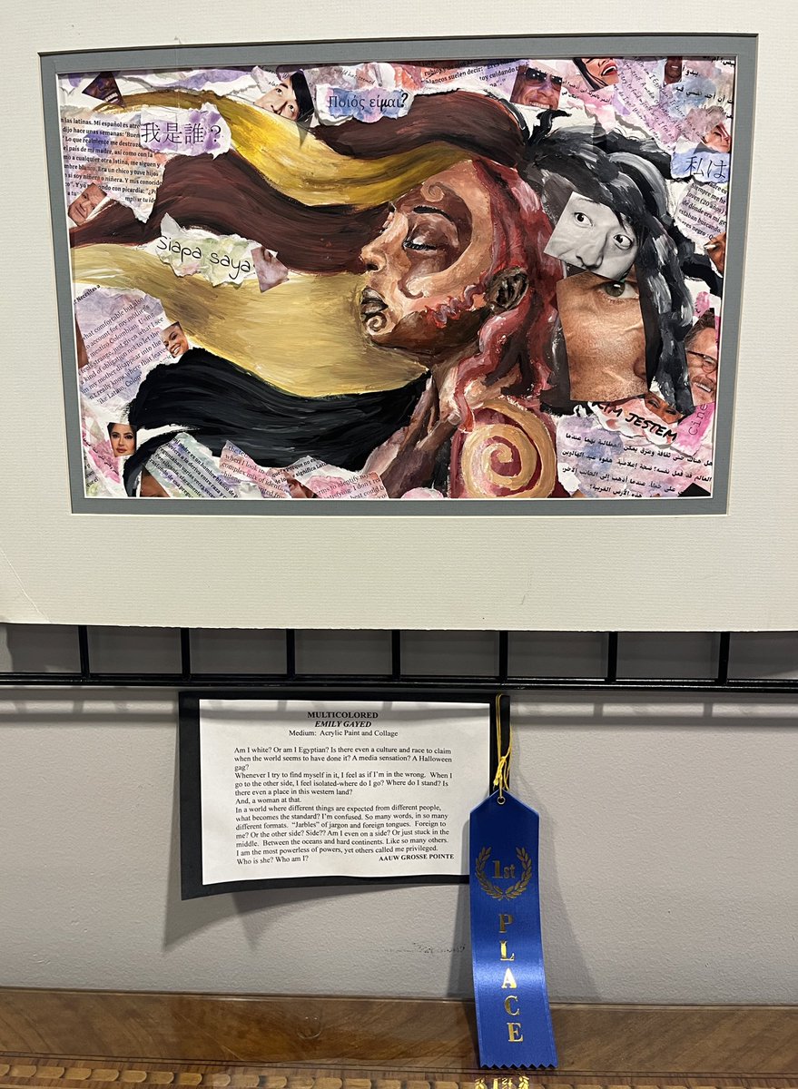 HBolensArtClass's tweet photo. My student took 1st place for the Listen to Women art competition for the #AAUW and someone is interested in buying her 2nd entry. Former student re-entered her work from last year and took 2nd place.  + an honorable mention for another student. #proudArtTeacher #ArtAwards https://t.co/kV1JQ4fOUT
