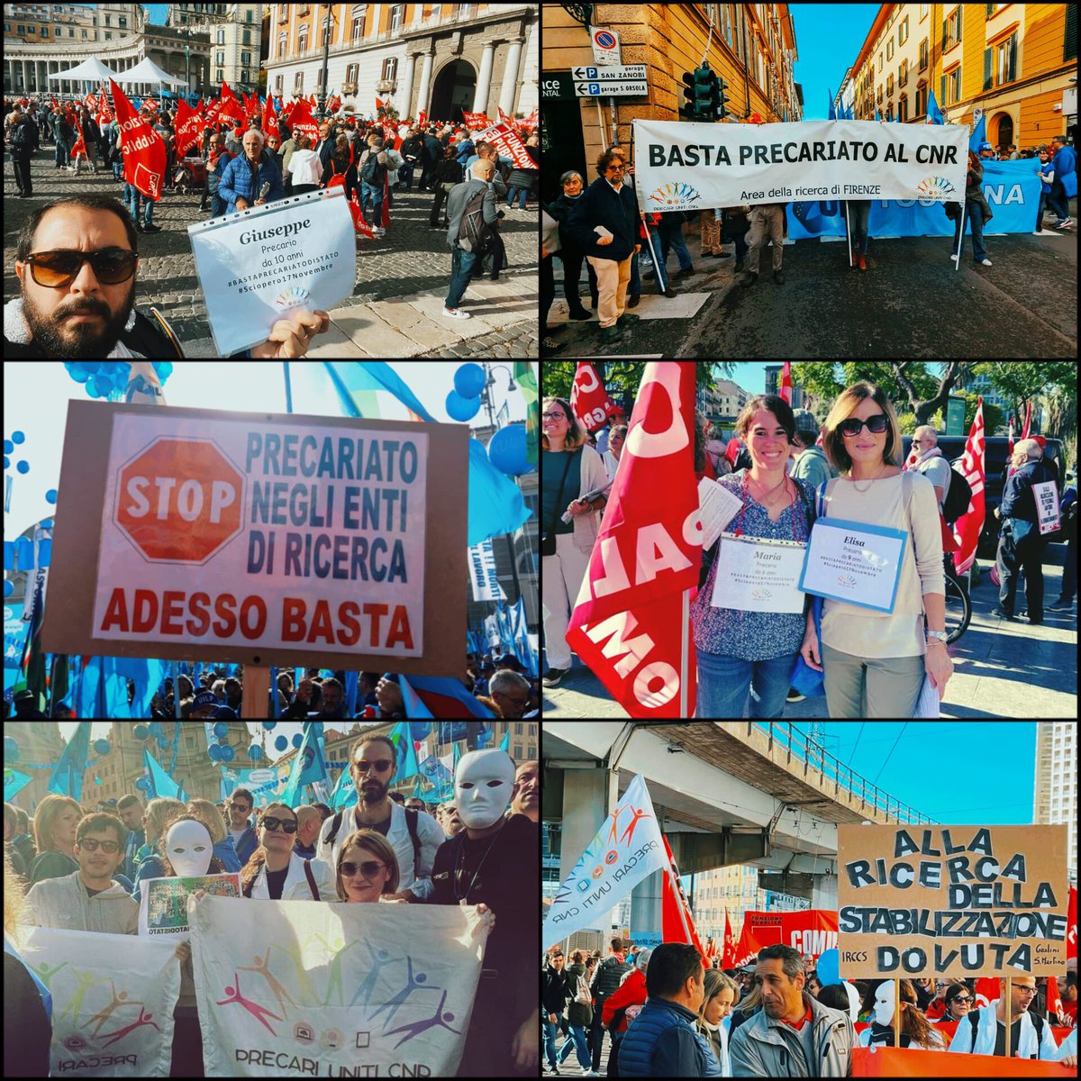 #18novembre. Ieri i #precariuniti di tutto il #CNR si sono mobilitati e sono scesi in piazza insieme a #CGIL e #UIL affinché il #lavoro e le #competenze acquisite in tanti anni vengano riconosciute e valutate. Noi non ci fermiamo! #duespicciperlaricerca #bastaprecariatodistato