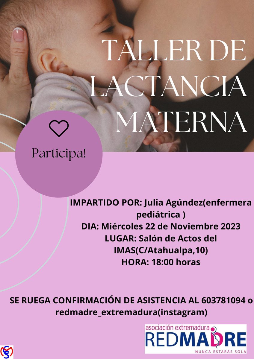 TALLER DE LACTANCIA MATERNA. 

¡Estáis todas invitadas a este taller de aprendizaje sobre la lactancia materna!

Toda la información, en este cartel.
