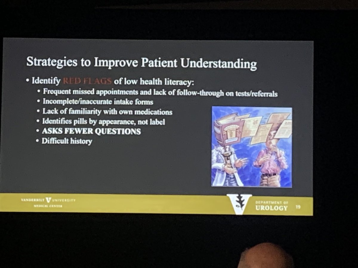 Excellent presentation on #healthliteracy #penileimplant .⁦@nielsvjohnsen⁩ .⁦@VUMCurology⁩ delivered #smsna23 .⁦@SMSNA_ORG⁩ Key TakeAway teachback and visual aids. More research needed for how to screen for these health literacy issues