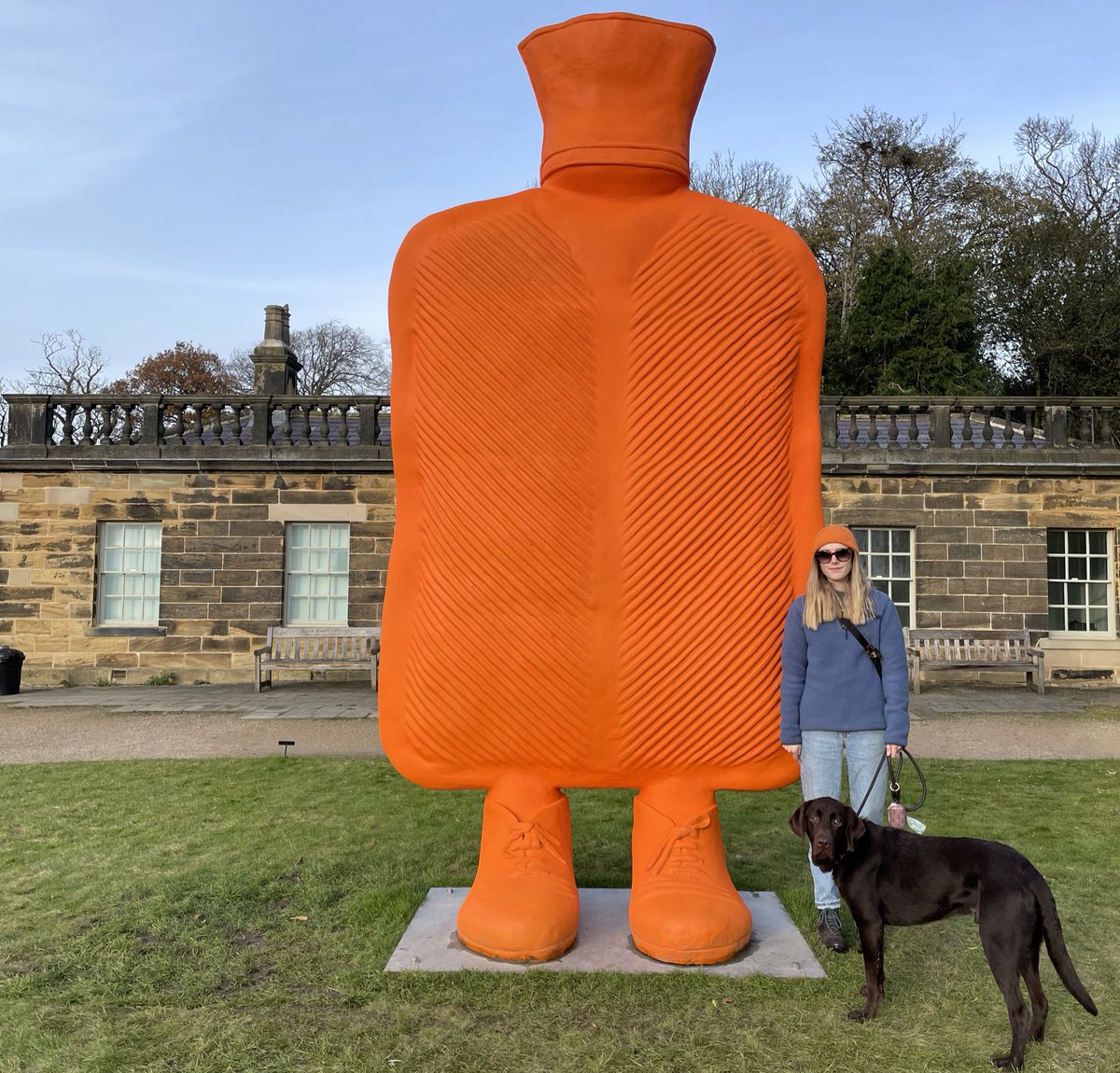 abbyb_OT's tweet photo. Went to the YSP yesterday with Norman. I fell in love this sculpture because it’s how I feel 90% of the time when I have a hot water bottle glued to me due to an endo flare up! Still getting my head around my new diagnosis but it’s so good to be back out walking with my boy 🧡 https://t.co/xqq8qeQcXD