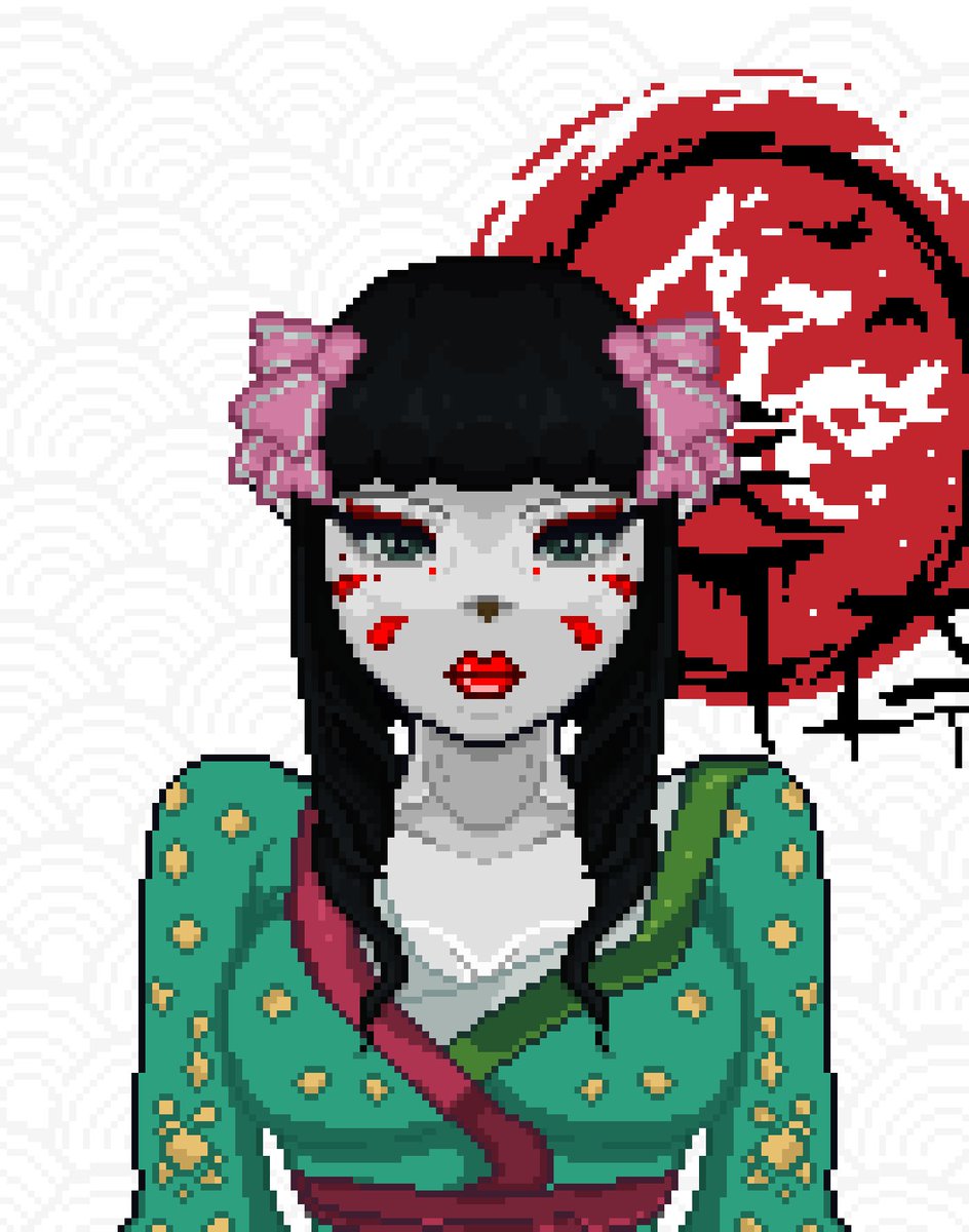 Someone say art, someone say trash.
In the end, what I see is myself. But with no boobs. 😂😬.

Used a beautiful Japanese draw reference that kept me breathless.

It was hard to handmake in pixel art but I think the result will speak by himself and give you some energies.
#crofam