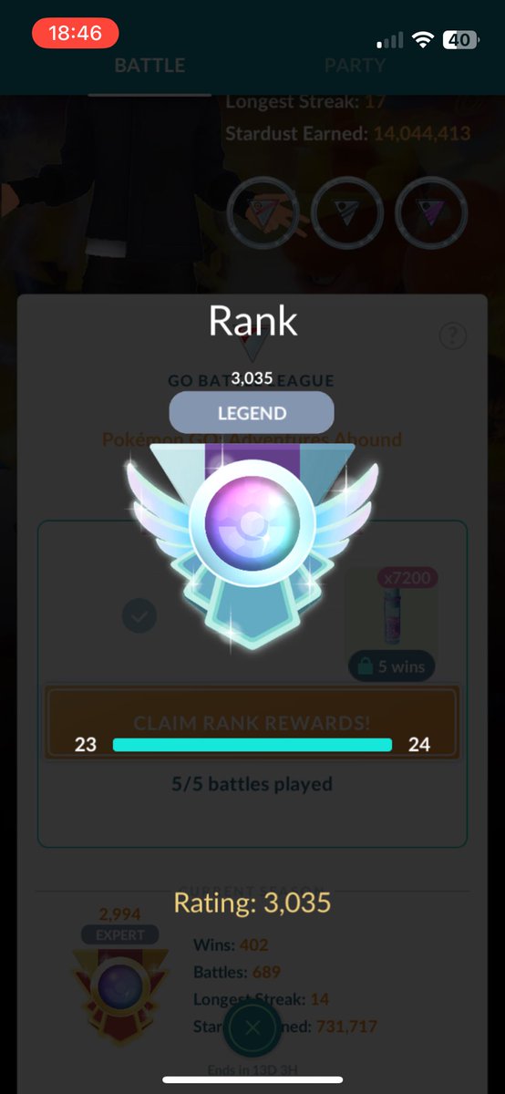 After I stopped playing PvP for like 2 years I found some motivation at the start of the Halloween Cup to try and prove myself again, despite @thenut93 telling me to run away from the game.
Just wanted to see if I can still reach legend.
Thanks to <a href="/Ripperli1/">Ripperli</a> and <a href="/KalleBpoint/">KalleBpoint</a> :)