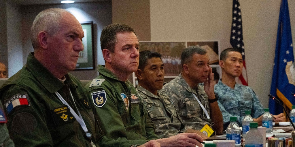 PACAF's tweet photo. A #FreeAndOpenIndoPacific isn’t the vision or initiative of a single country. That vision is anchored in respect for sovereignty, adherence to international law, the free flow of ideas and resolving disputes through peaceful dialogue. #PACS23 https://t.co/DUaxDM5KYp