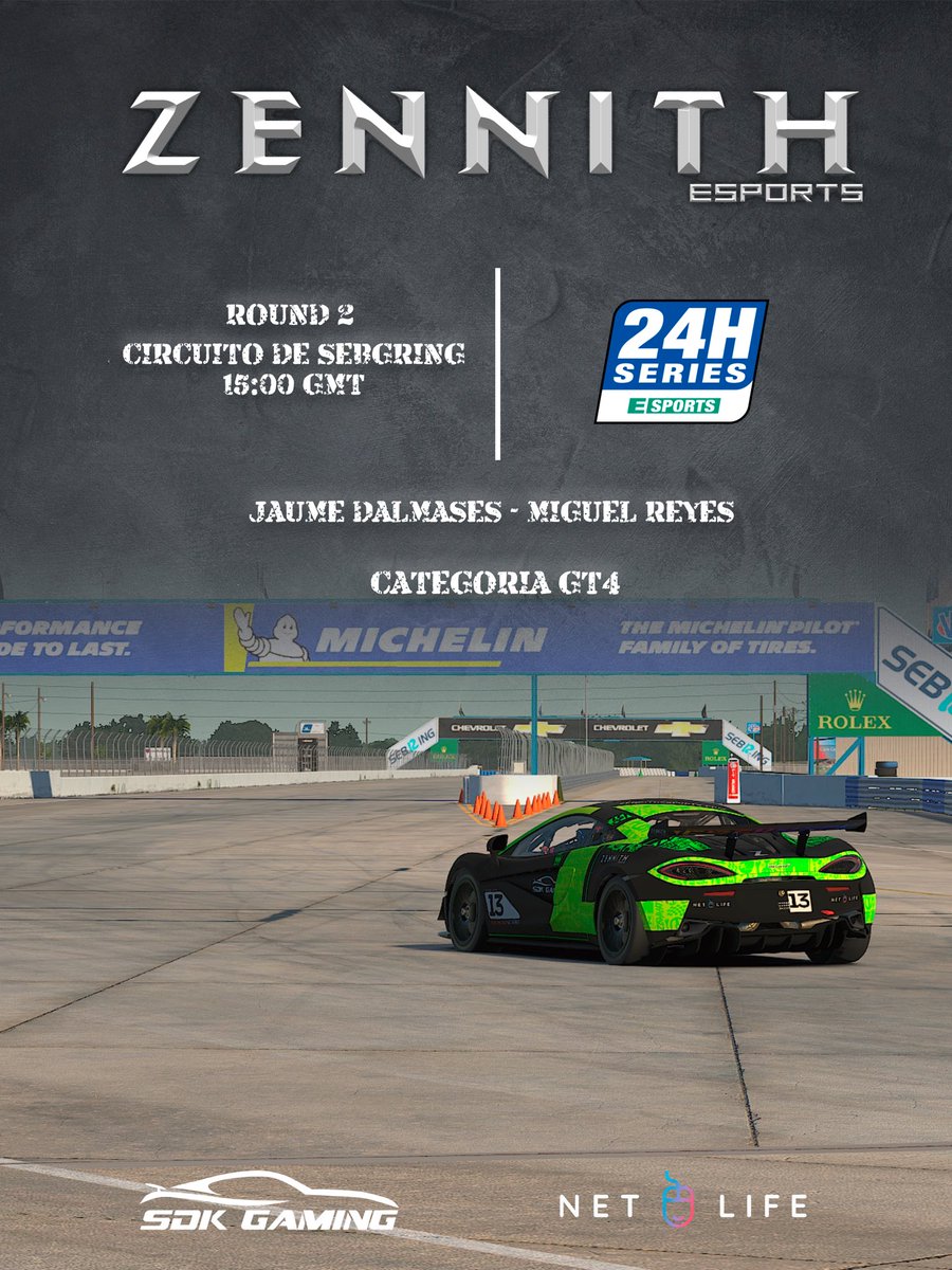 ⚫️🟢 RACE 🟢⚫️ 

Tomorrow, second round of the @24H_ESPOROS 
<a href="/jaume_dalmases/">Jaume Dalmases</a> and Miguel Reyes will fight during 6 hours on Sebring! 

#KRYPTONITE #GASKNOCK 
<a href="/NetLifeGaming/">NetLife Gaming</a> <a href="/SDK_GAMING_/">SDK Gaming</a>